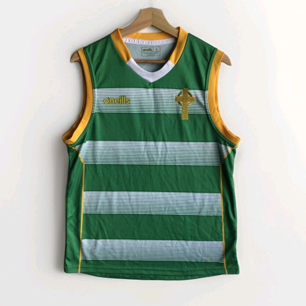 O'NEILLS Koolite Ireland Men's Large Sleeveless Jersey Green White Striped